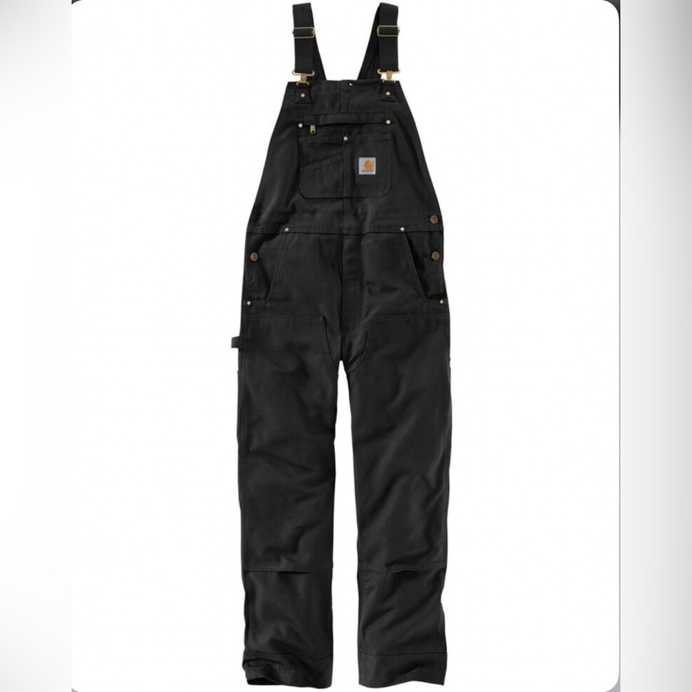 Carhartt Men's Duck Bib Unlined Overalls Workwear Black